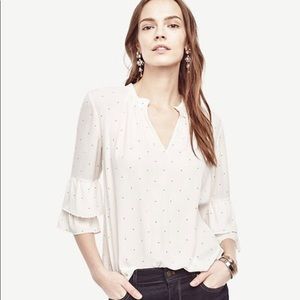 Ruffle Sleeve pin dot blouse
